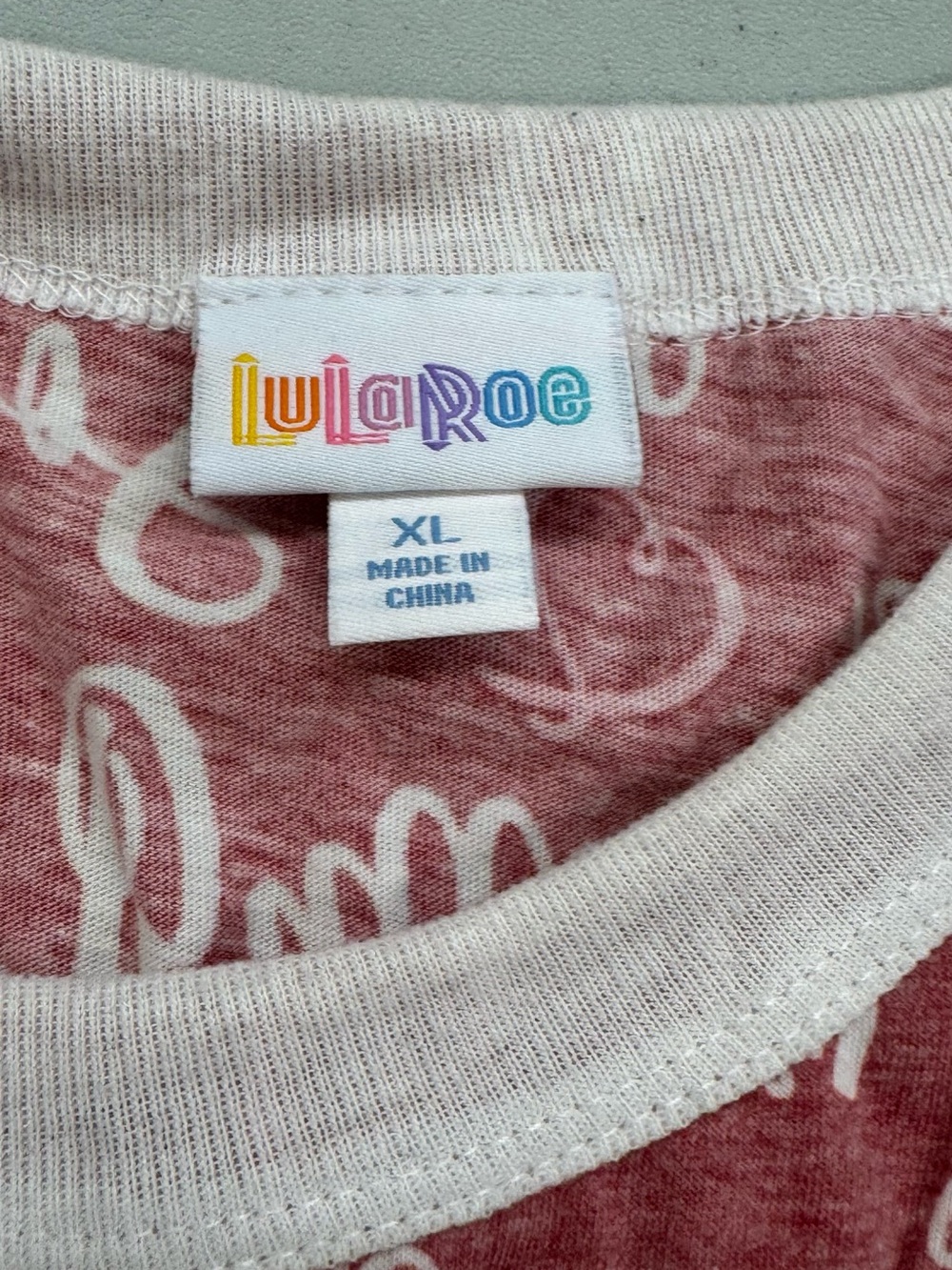 LuLaRoe Pink Script Ringer Tee - Picture 2 of 3